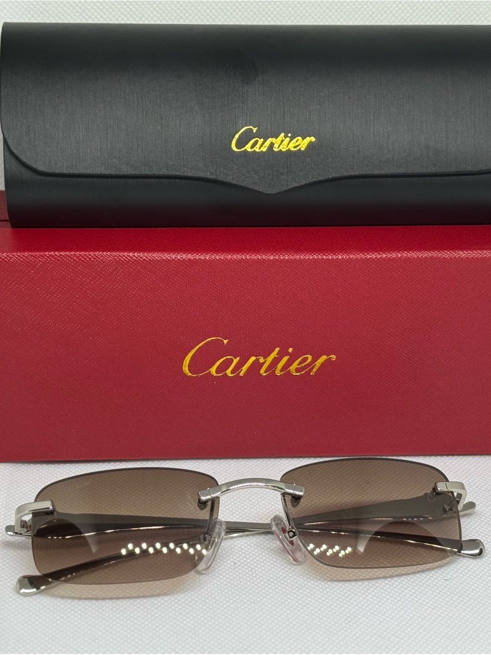 Cartier Rimless Sunglasses with Brown Gradient Lenses